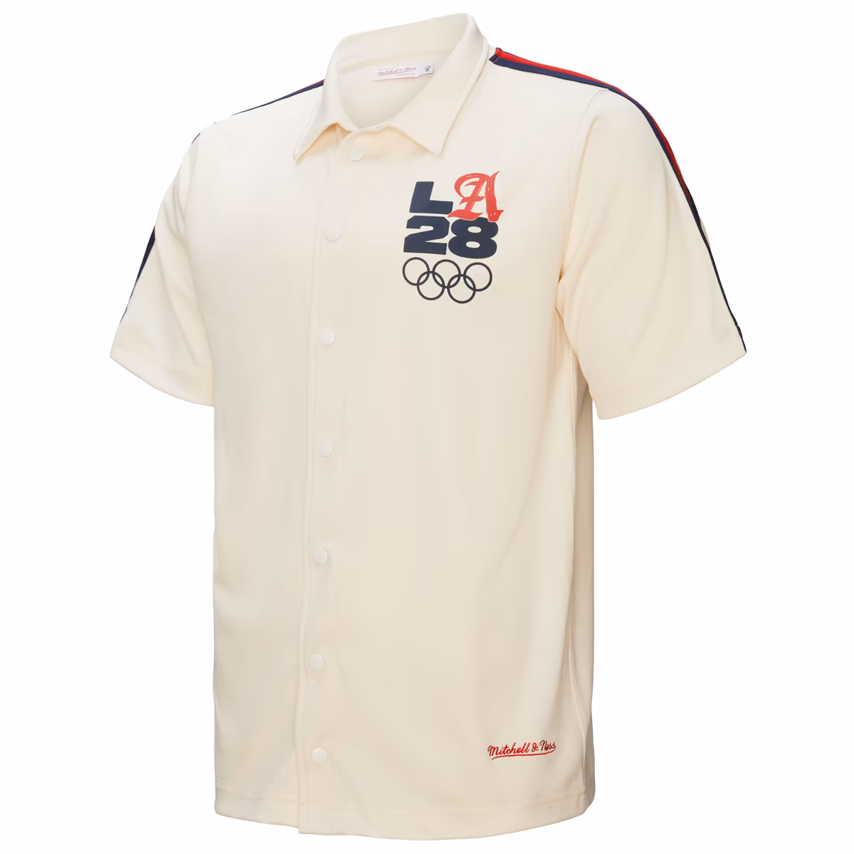 Men's Mitchell & Ness Cream LA28 Button-Up Shooting Shirt