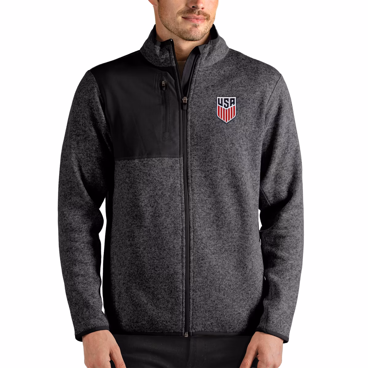 Men's Antigua Heather Charcoal USMNT Fortune Full-Zip Jacket 7 Men's Antigua Heather Charcoal USMNT Fortune Full-Zip Jacket