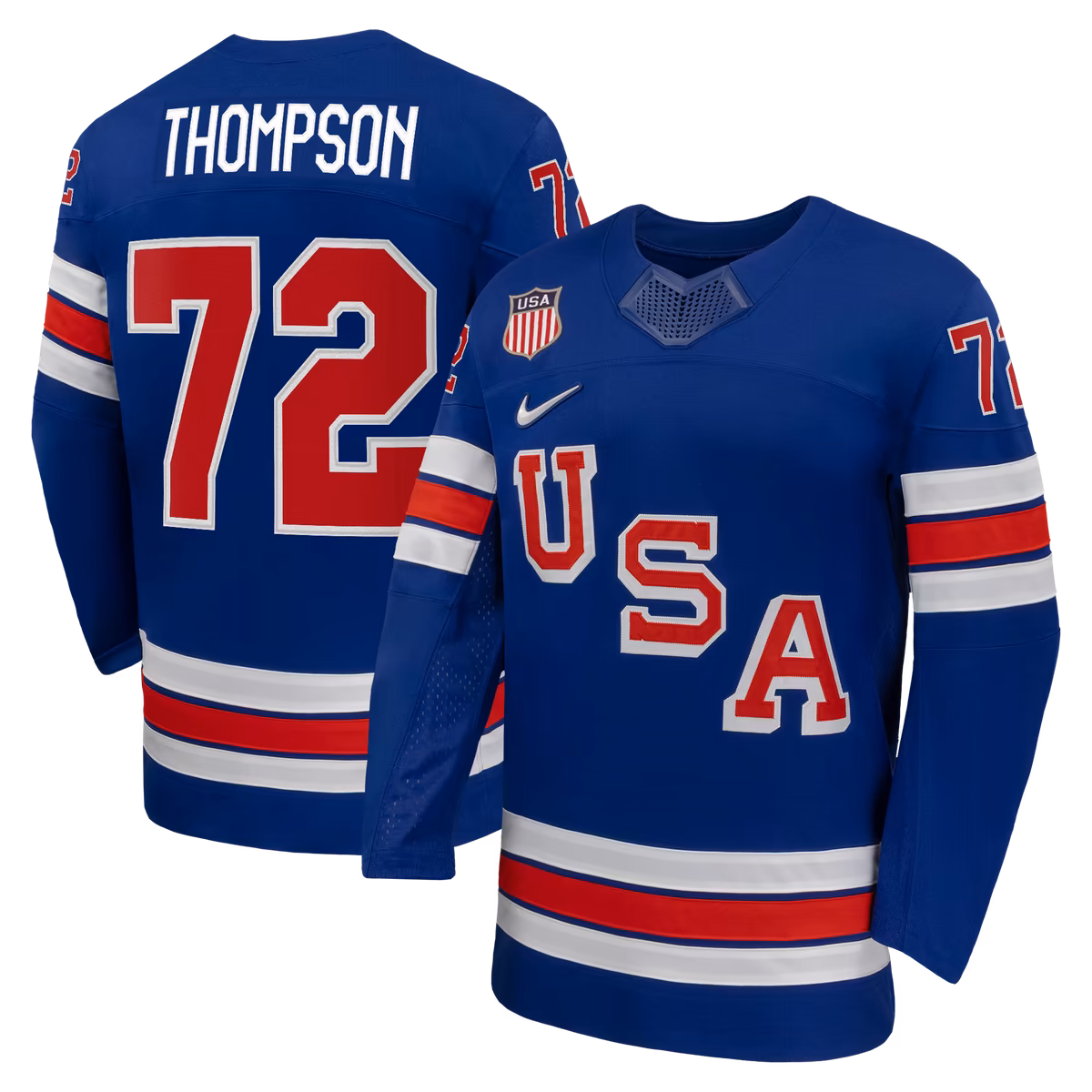 Men's Nike Tage Thompson Royal US Hockey 2026 Home Replica Jersey