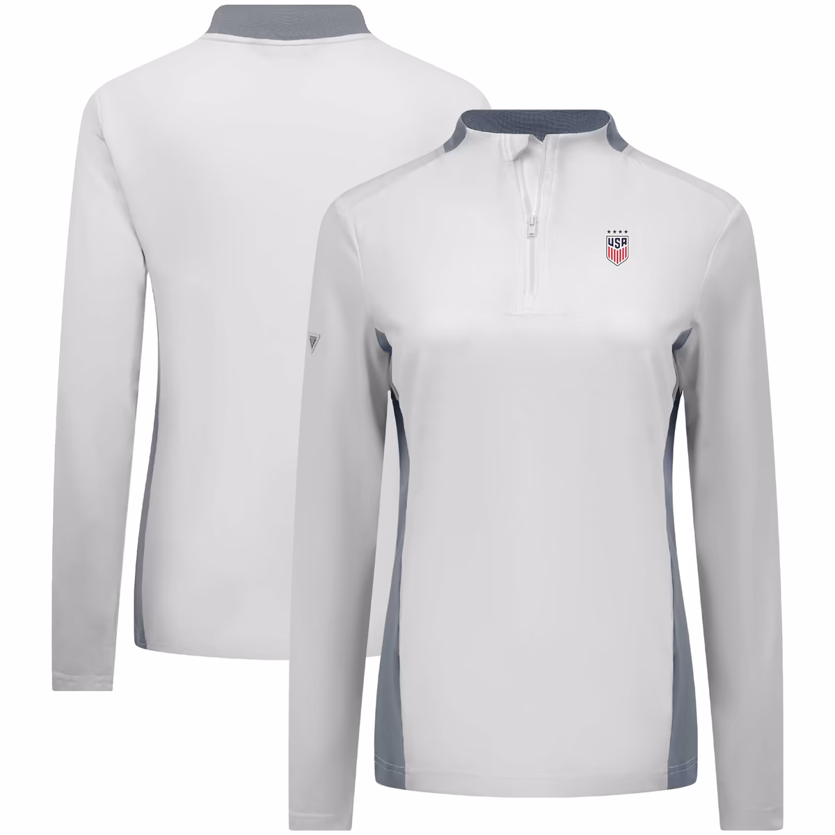 Women's Levelwear White USWNT Moxie Insignia Quarter-Zip Pullover 2 Women's Levelwear White USWNT Moxie Insignia Quarter-Zip Pullover