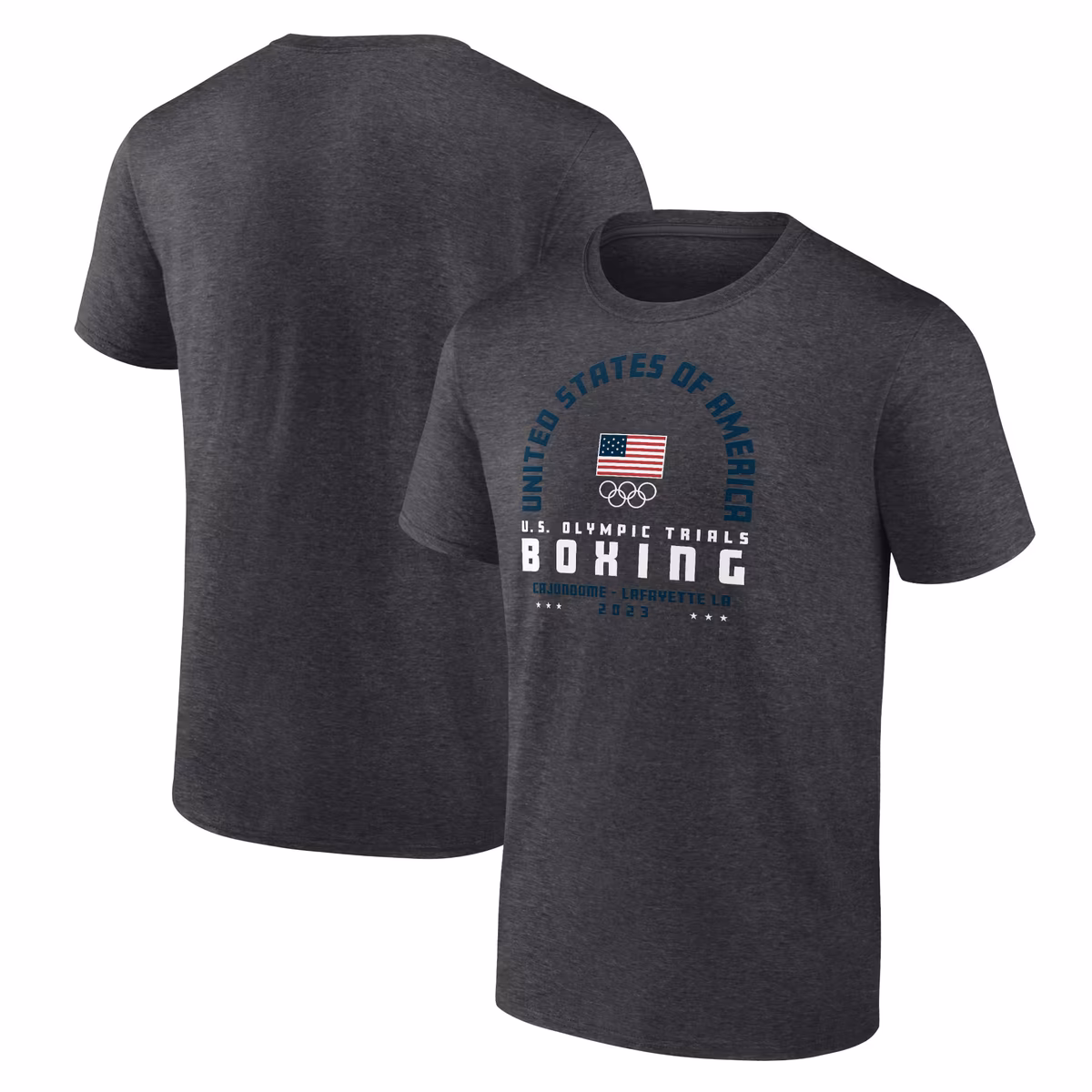 Men's Fanatics Heather Charcoal Team USA Sparring Arch Boxing Trials T-Shirt