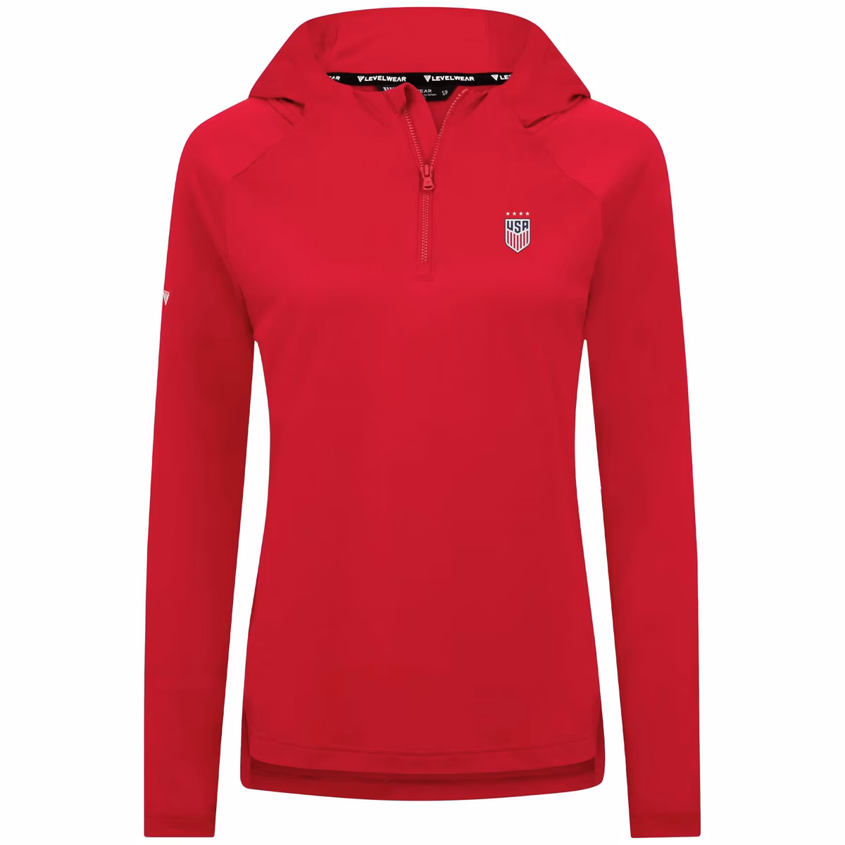 Women's Levelwear Red USWNT Raven Quarter-Zip Pullover Hoodie