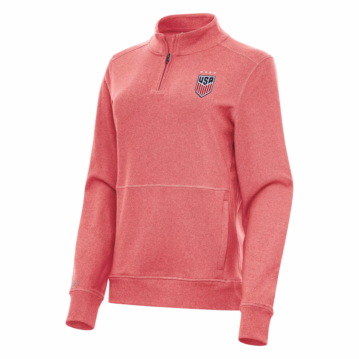 Women's Antigua Heather Red USWNT Crush Quarter-Zip Top 1 Women's Antigua Heather Red USWNT Crush Quarter-Zip Top