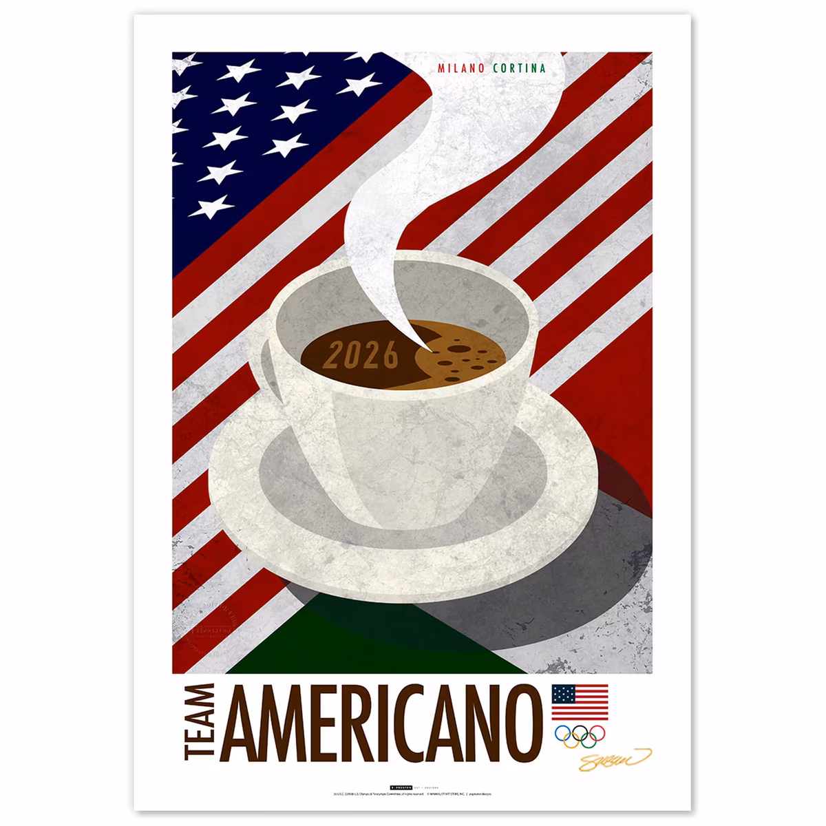 Team USA 2026 Winter Olympics 14" x 20" Milano Cortina Minimalist Limited Edition Fine Art Print 3 Team USA 2026 Winter Olympics 14" x 20" Milano Cortina Minimalist Limited Edition Fine Art Print
