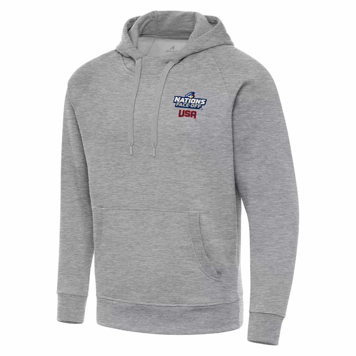 Men's Antigua Heather Gray USA Hockey 2025 4 Nations Face Off Victory Pullover Hoodie