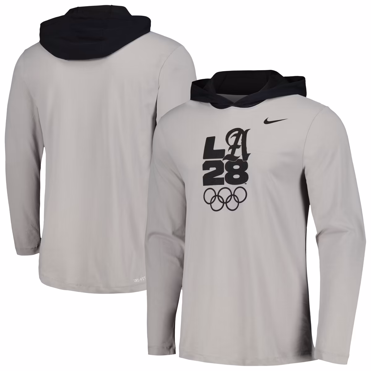Men's Nike Pewter LA28 Color Block Long Sleeve Hoodie T-Shirt 9 Men's Nike Pewter LA28 Color Block Long Sleeve Hoodie T-Shirt