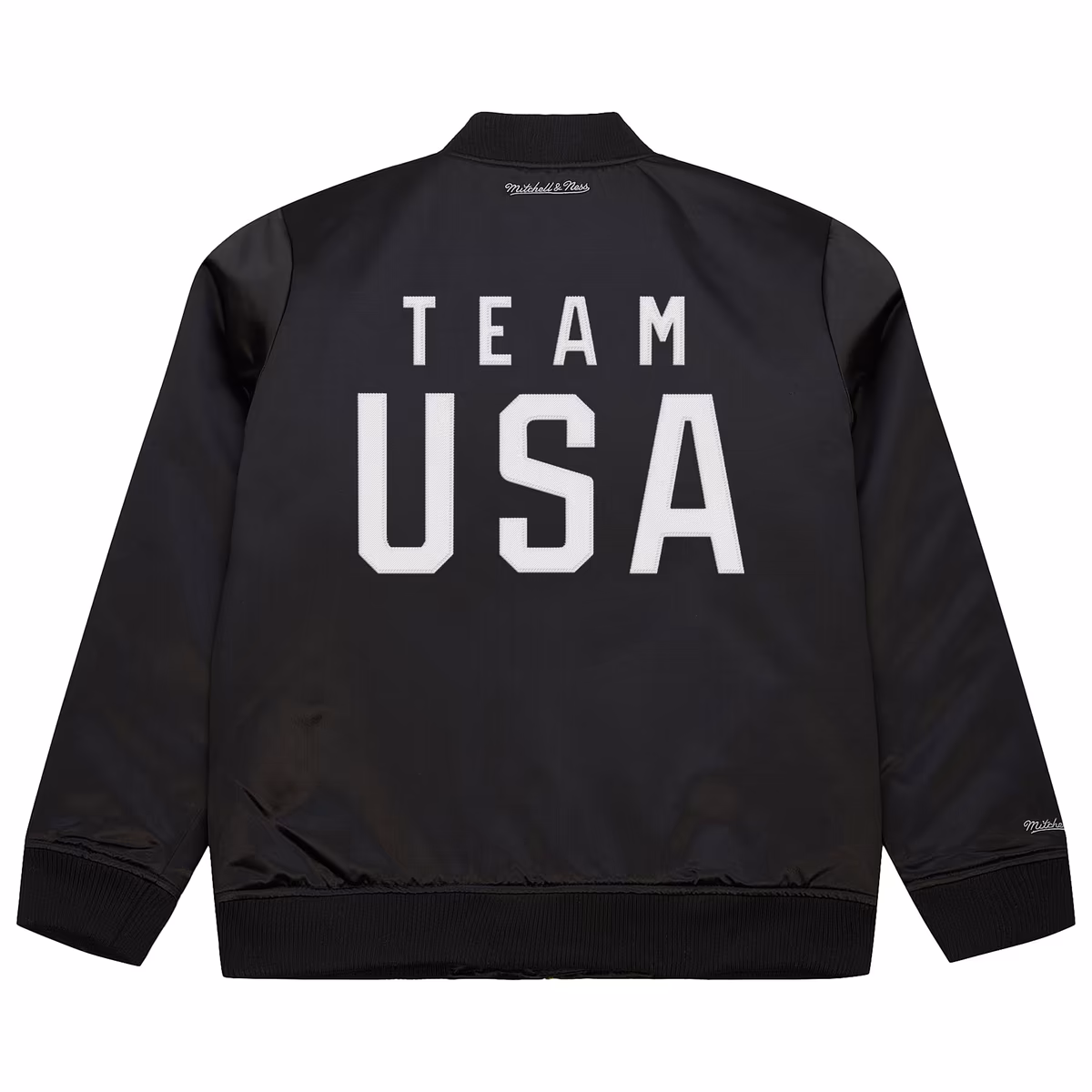 Men's Mitchell & Ness Black Team USA Coach Snoop Satin Full-Zip Bomber Jacket 2 Men's Mitchell & Ness Black Team USA Coach Snoop Satin Full-Zip Bomber Jacket