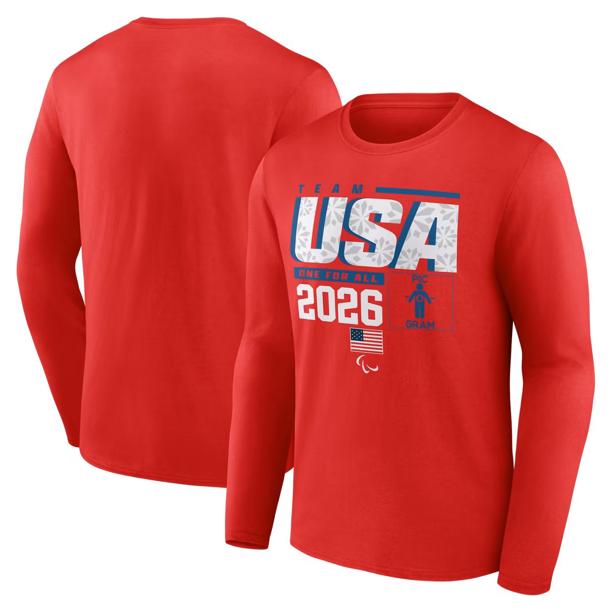 Men's Red Team USA 2026 Winter Paralympics Pic-O-Gram Long Sleeve T-Shirt 1 Men's Red Team USA 2026 Winter Paralympics Pic-O-Gram Long Sleeve T-Shirt