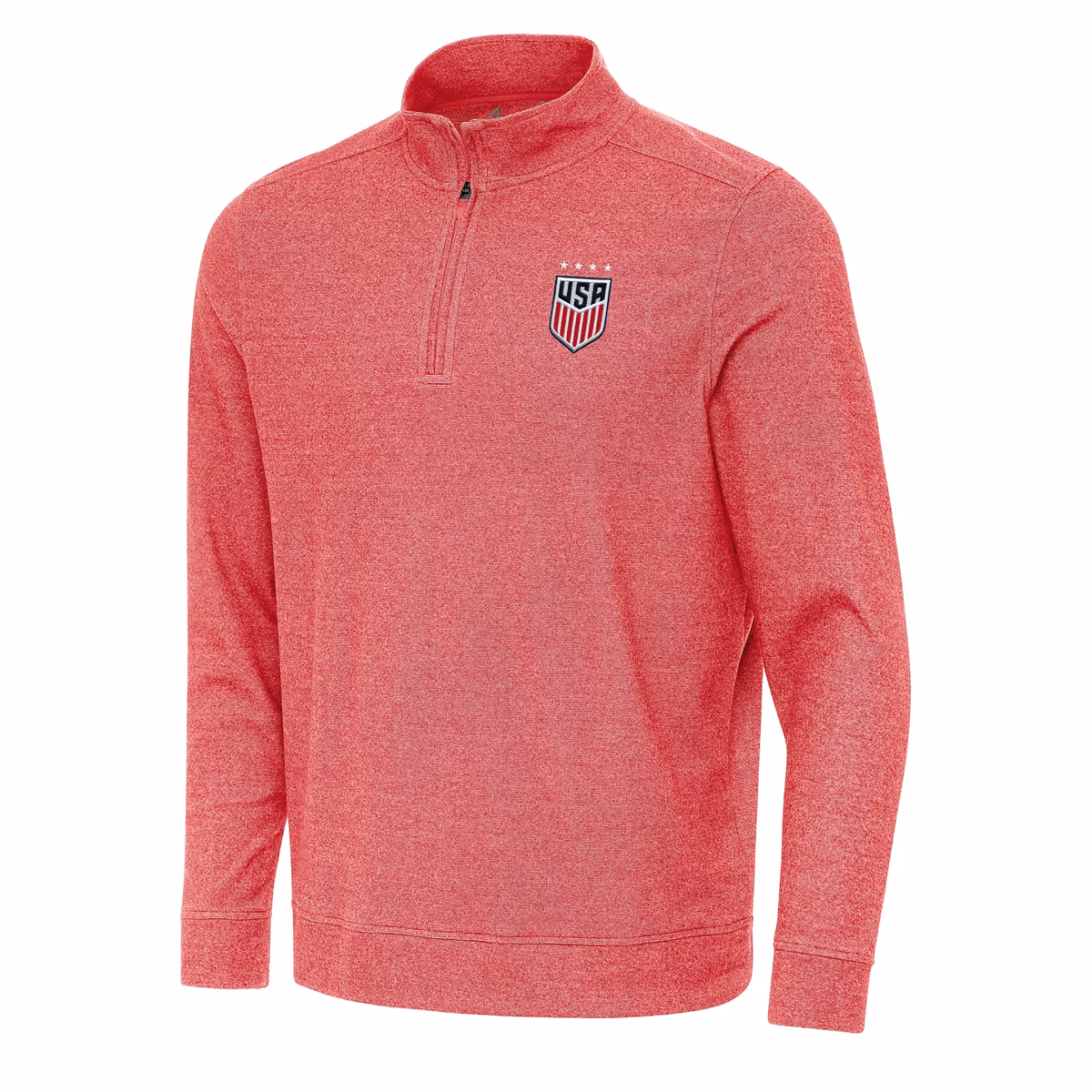 Men's Antigua Heather Red USWNT Subtle Quarter-Zip Top 7 Men's Antigua Heather Red USWNT Subtle Quarter-Zip Top