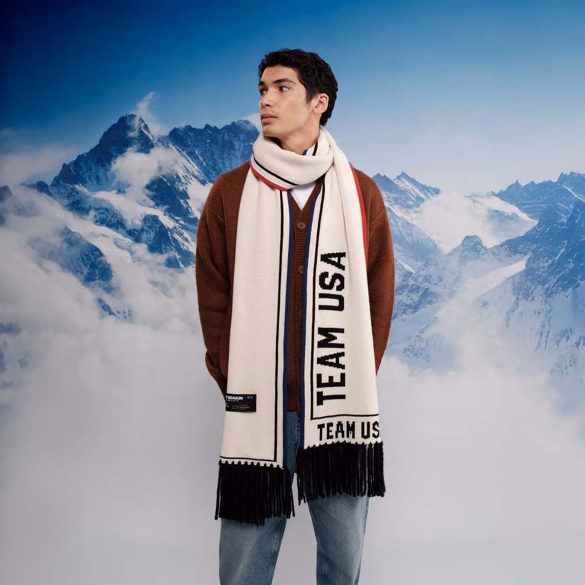 Unisex Cream Team USA Knit Scarf 4 Unisex Cream Team USA Knit Scarf
