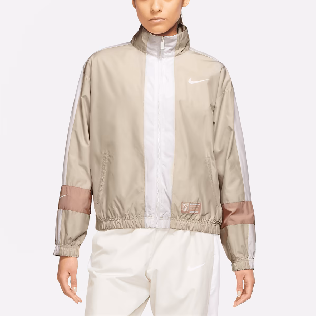 Women's Nike Tan USMNT Essential Full-Zip Jacket 4 Women's Nike Tan USMNT Essential Full-Zip Jacket