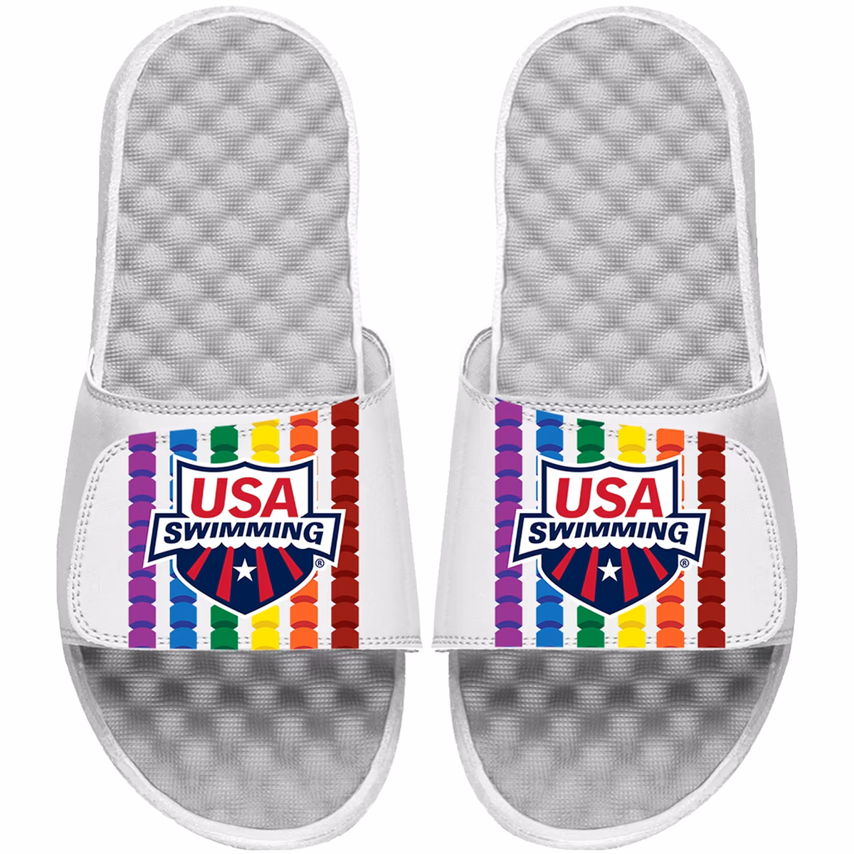 Youth ISlide White USA Swimming Rainbow Stripes Slide Sandals 3 Youth ISlide White USA Swimming Rainbow Stripes Slide Sandals