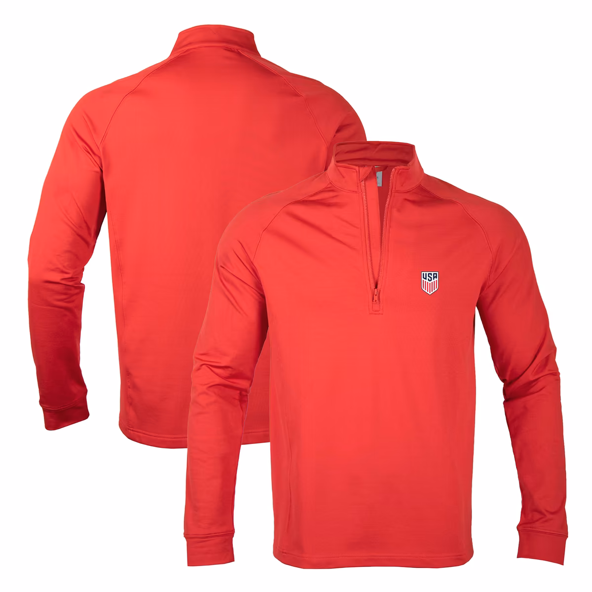 Men's Levelwear  Red USMNT Calibre Quarter-Zip Pullover Top