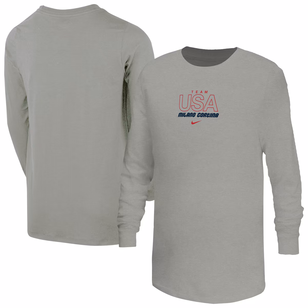 Youth Nike Heather Gray Team USA Milano Cortina 2026 Winter Olympics Long Sleeve T-Shirt