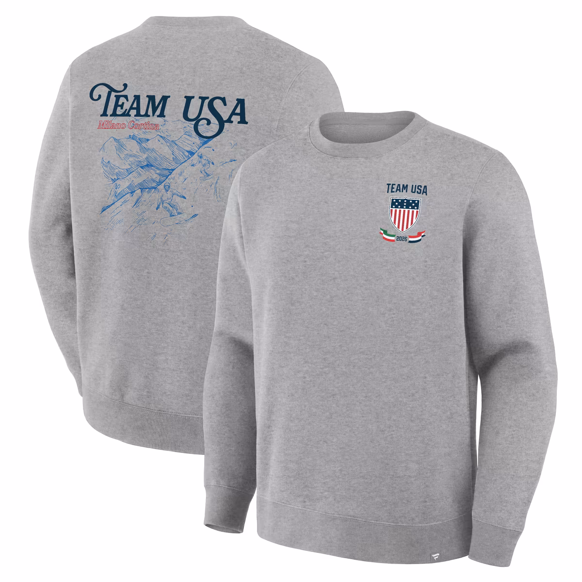 Men's Fanatics Heather Gray Team USA Milano Cortina 2026 Winter Olympics Snowboarding Sweatshirt 3 Men's Fanatics Heather Gray Team USA Milano Cortina 2026 Winter Olympics Snowboarding Sweatshirt