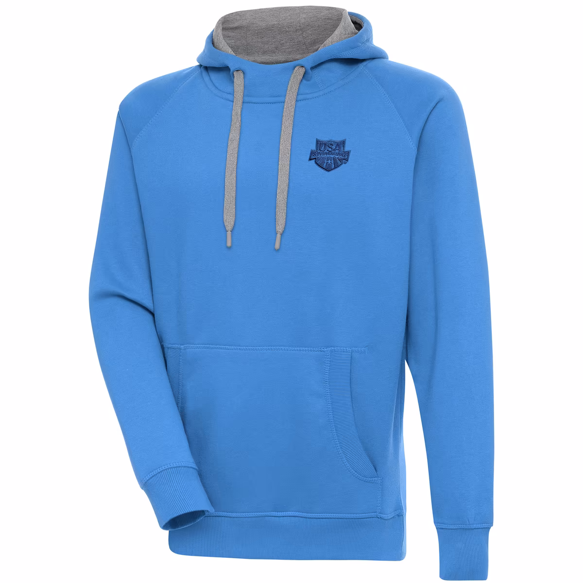 Men's Antigua Powder Blue USA Swimming Victory Pullover Hoodie 2 Men's Antigua Powder Blue USA Swimming Victory Pullover Hoodie