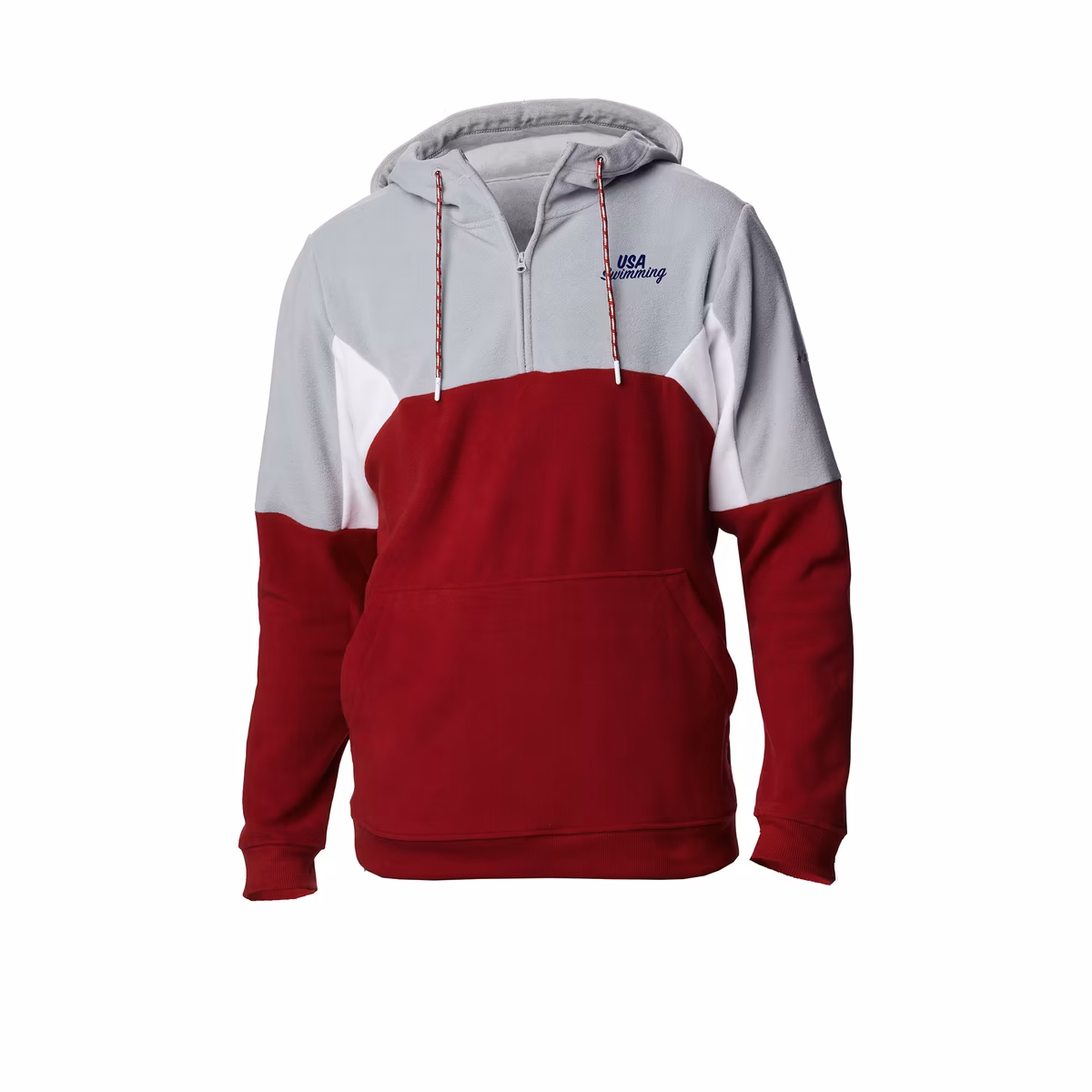 Men's Columbia Red USA Swimming Lodge Fleece Quarter-Zip Hoodie