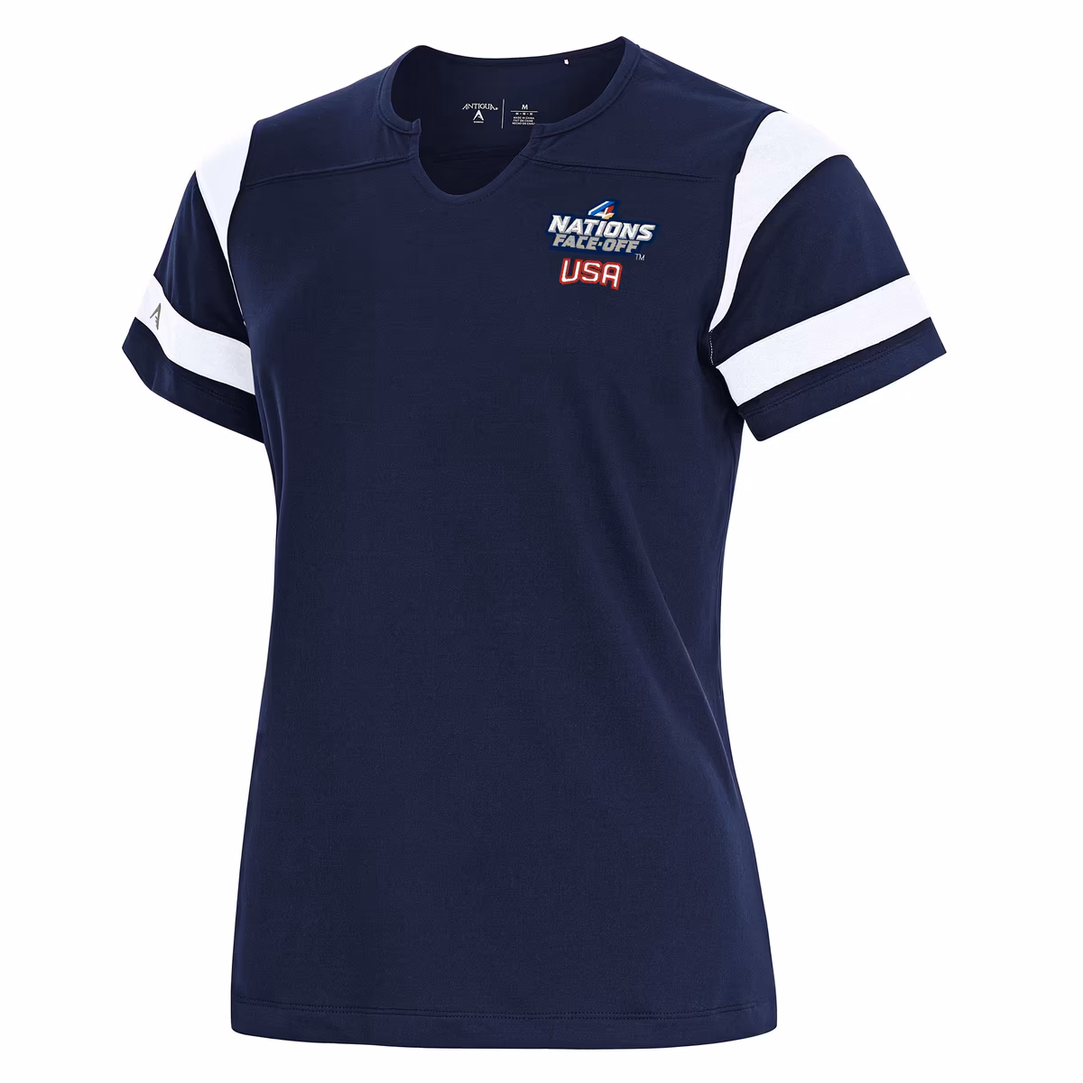Women's Antigua Navy USA Hockey 2025 4 Nations Face Off Encounter Notch Neck T-Shirt