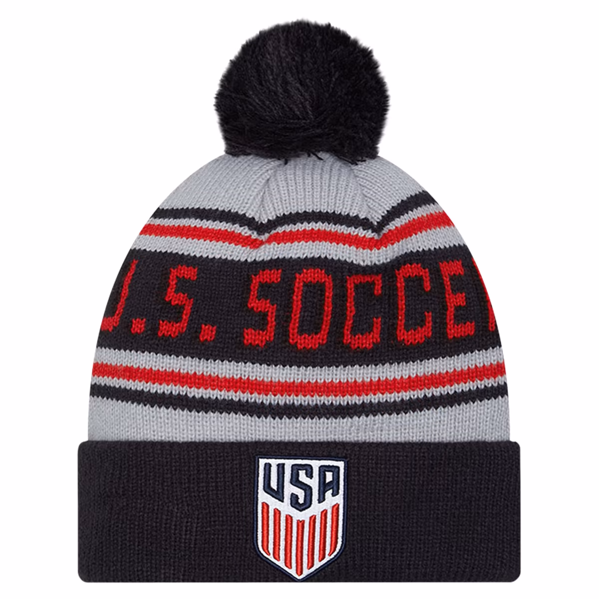 Men's New Era Navy USMNT Cuffed Knit Hat with Pom