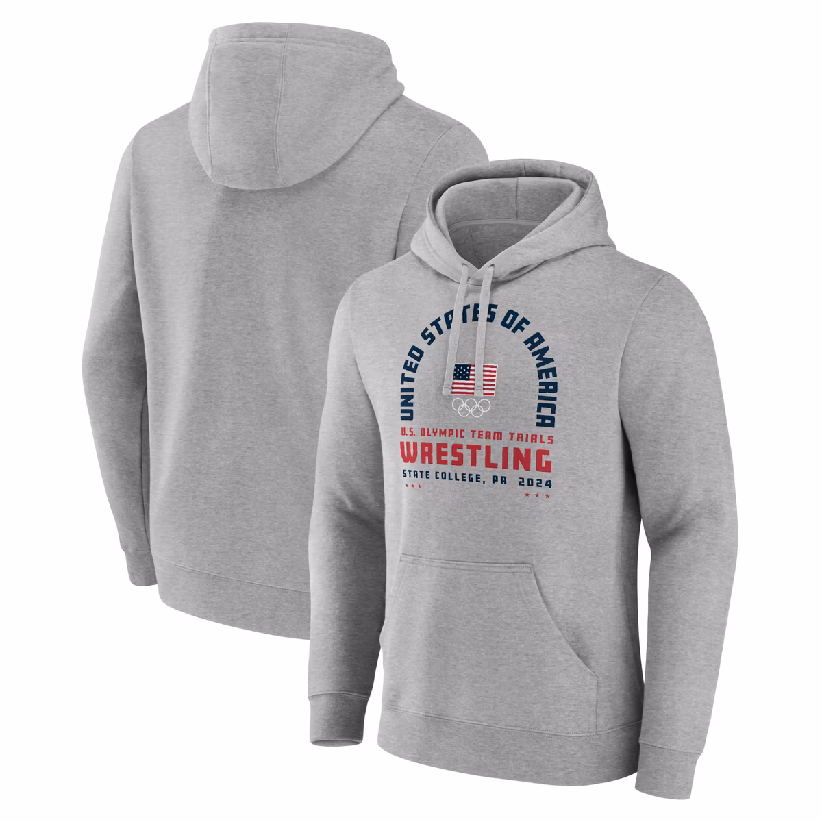 Men's  Gray Team USA U.S. Olympic Team Wrestling Trials Combat Arch Pullover Hoodie