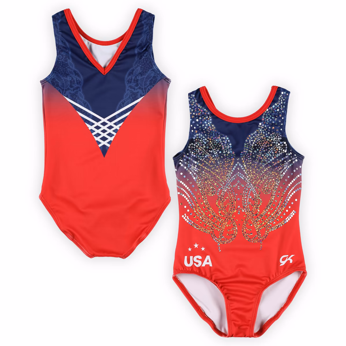Youth Red Team USA Paris 2024 Summer Olympics Elegance Replica Gymnastics Leotard