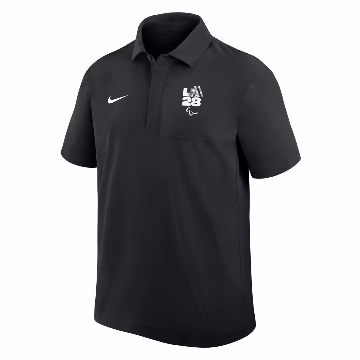 Men's Nike Black LA28 Summer Paralympics Woven Polo 2 Men's Nike Black LA28 Summer Paralympics Woven Polo