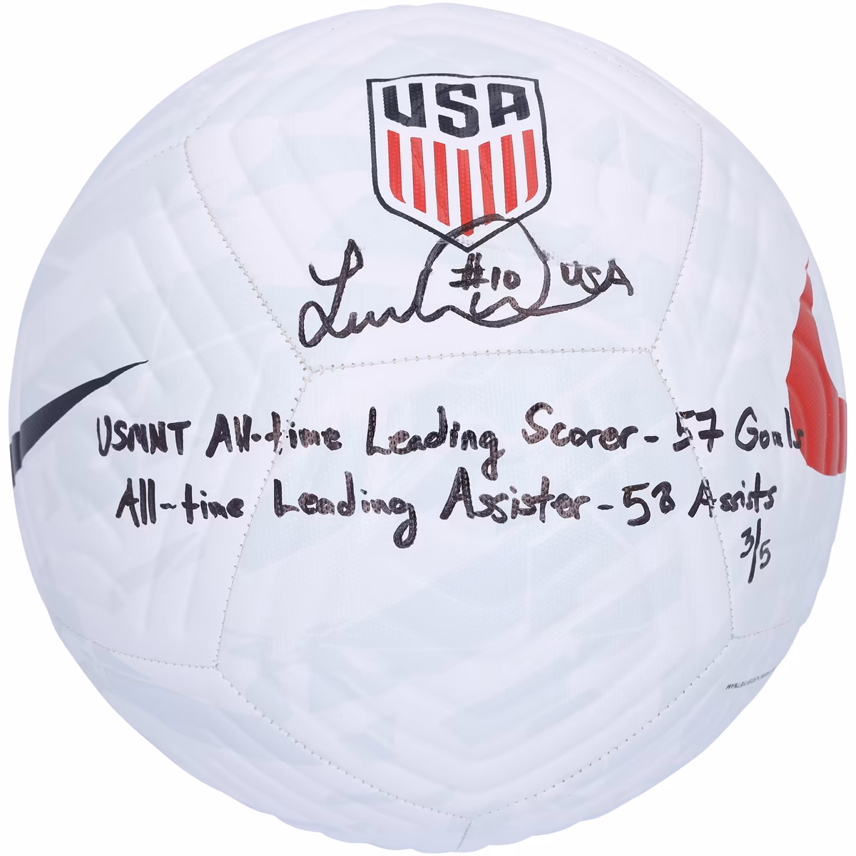 Landon Donovan USMNT Autographed Logo Nike Soccer Ball with Multiple Inscriptions - Limited Edition of 5 7 Landon Donovan USMNT Autographed Logo Nike Soccer Ball with Multiple Inscriptions - Limited Edition of 5
