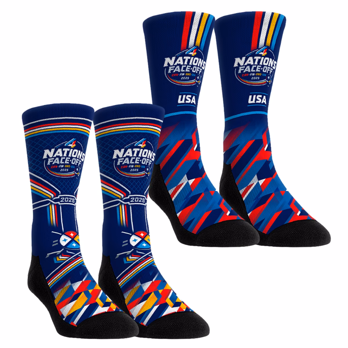 Youth Rock Em Socks USA 2025 NHL 4 Nations Face-Off Two-Pack Crew Socks Set 2 Youth Rock Em Socks USA 2025 NHL 4 Nations Face-Off Two-Pack Crew Socks Set