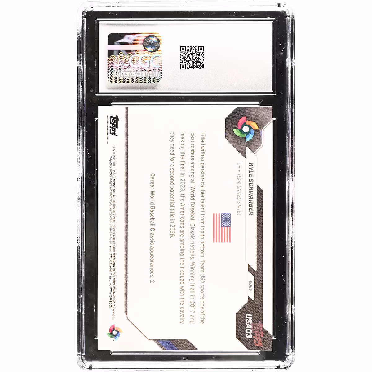 Kyle Schwarber USA Baseball 2026 Topps Now #USA03 CGC Authenticated 9.5 Card 2 Kyle Schwarber USA Baseball 2026 Topps Now #USA03 CGC Authenticated 9.5 Card