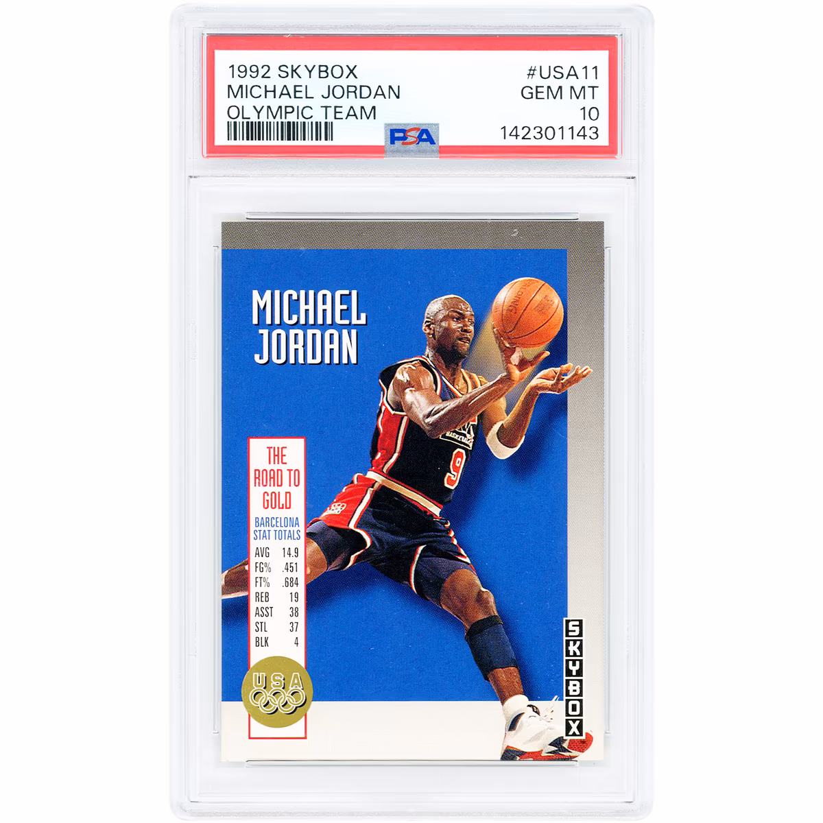 Michael Jordan USA Basketball 1992-93 SkyBox Olympic Team #USA11 PSA Authenticated 10 Card 4 Michael Jordan USA Basketball 1992-93 SkyBox Olympic Team #USA11 PSA Authenticated 10 Card