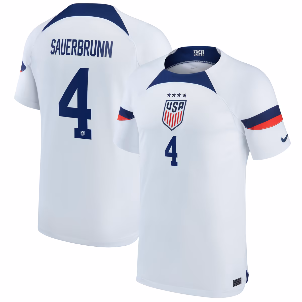 Men's Nike Becky Sauerbrunn White USWNT 2022/23 Home Breathe Stadium Replica Player Jersey