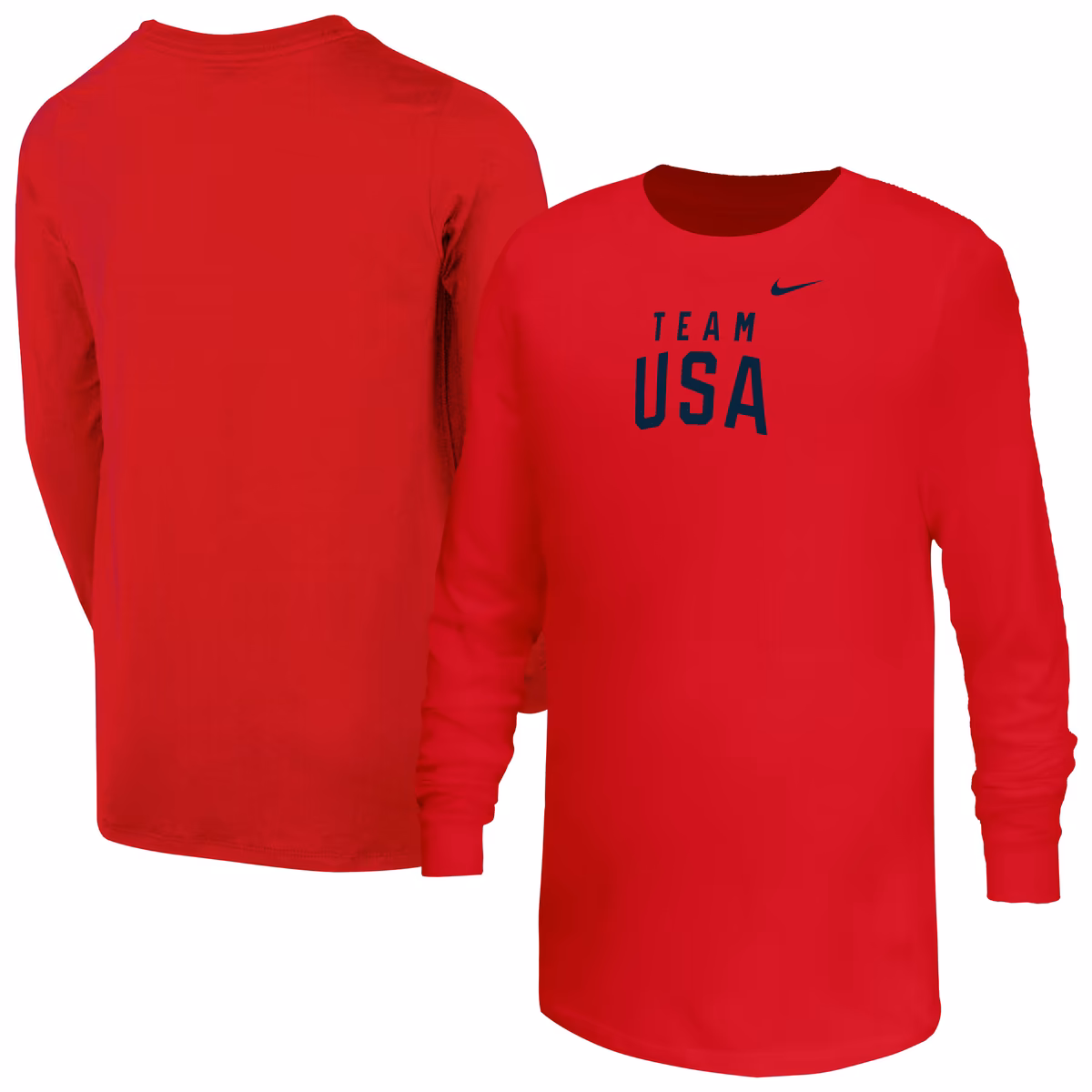 Youth Nike Red Team USA Mascot Logo Long Sleeve T-Shirt