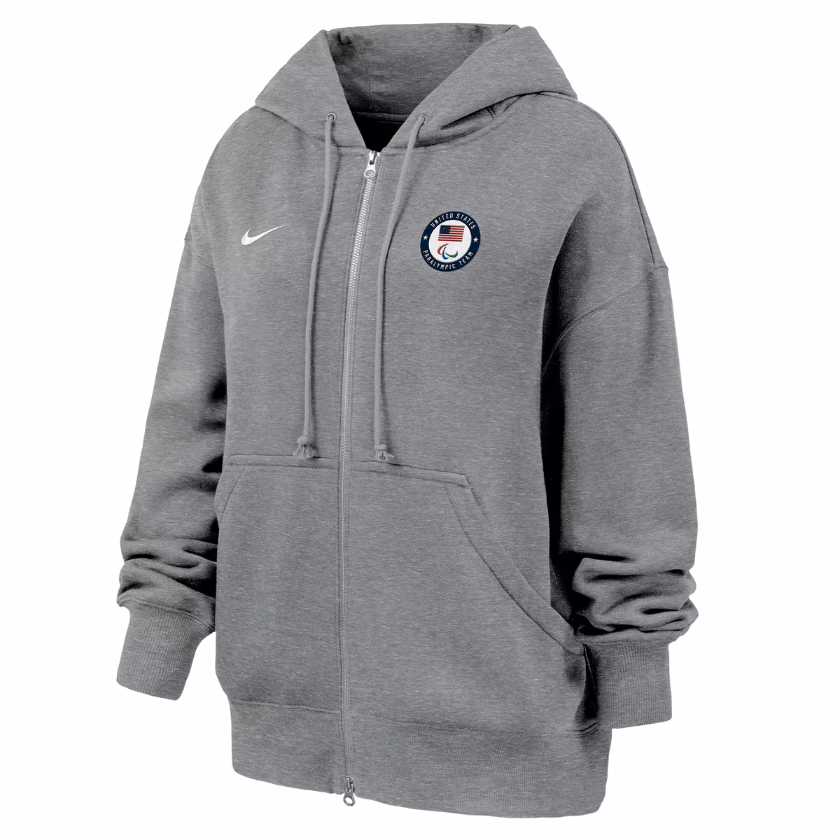 Women's Nike Heather Gray U.S. Paralympics Phoenix Oversized Fleece Full-Zip Hoodie 2 Women's Nike Heather Gray U.S. Paralympics Phoenix Oversized Fleece Full-Zip Hoodie
