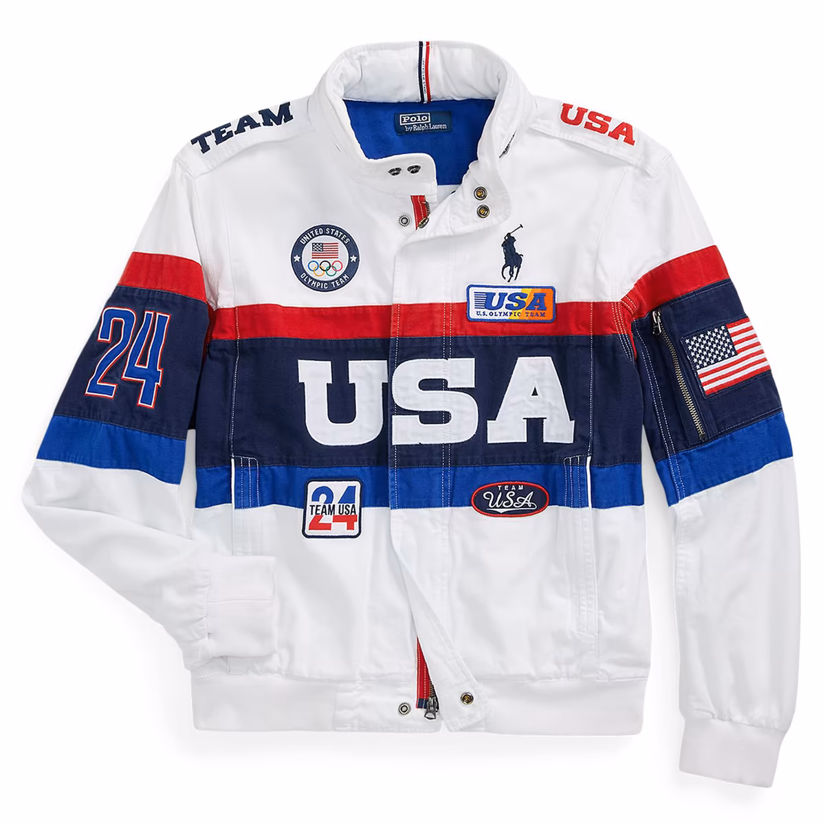 Men's Polo Ralph Lauren White Team USA 2024 Summer Olympics Closing Ceremony Full-Zip Jacket