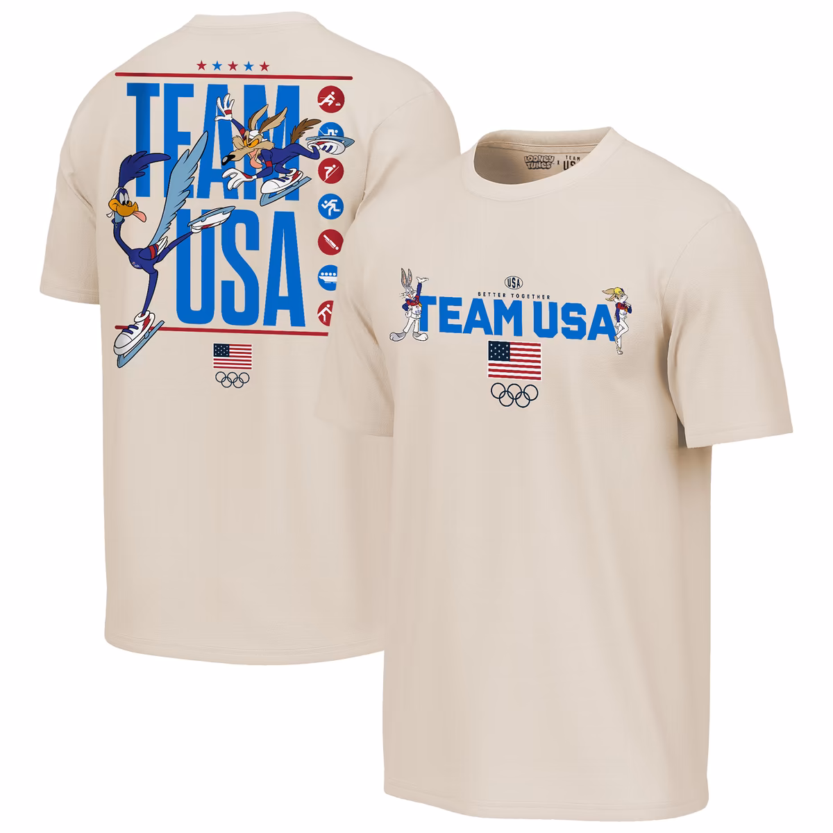 Men's Outerstuff  Cream Team USA x Looney Tunes Chased T-Shirt