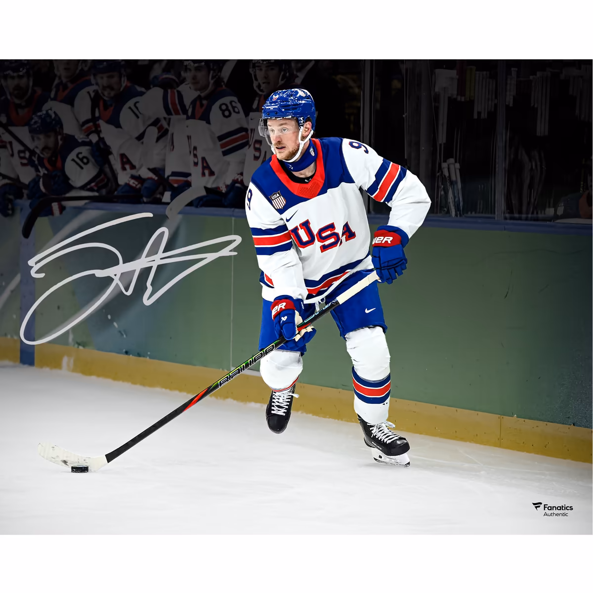 Jack Eichel Team USA Autographed 16" x 20" 2026 Winter Olympics Gold Medal Winner Photograph 1 Jack Eichel Team USA Autographed 16" x 20" 2026 Winter Olympics Gold Medal Winner Photograph