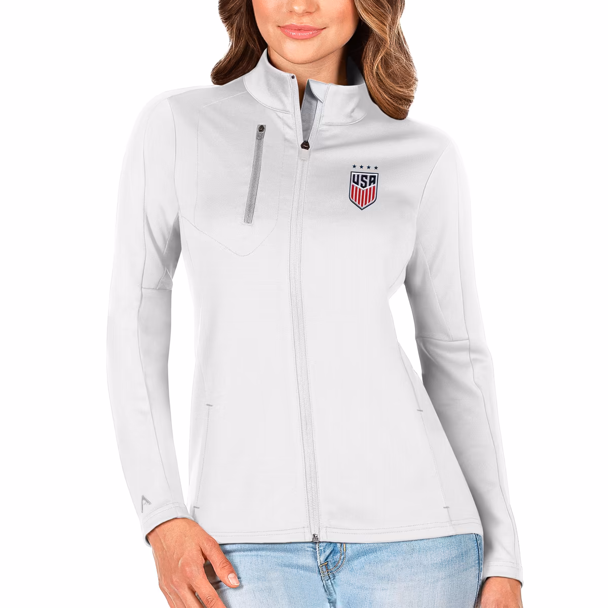 Women's Antigua White USWNT Generation Full-Zip Jacket 7 Women's Antigua White USWNT Generation Full-Zip Jacket