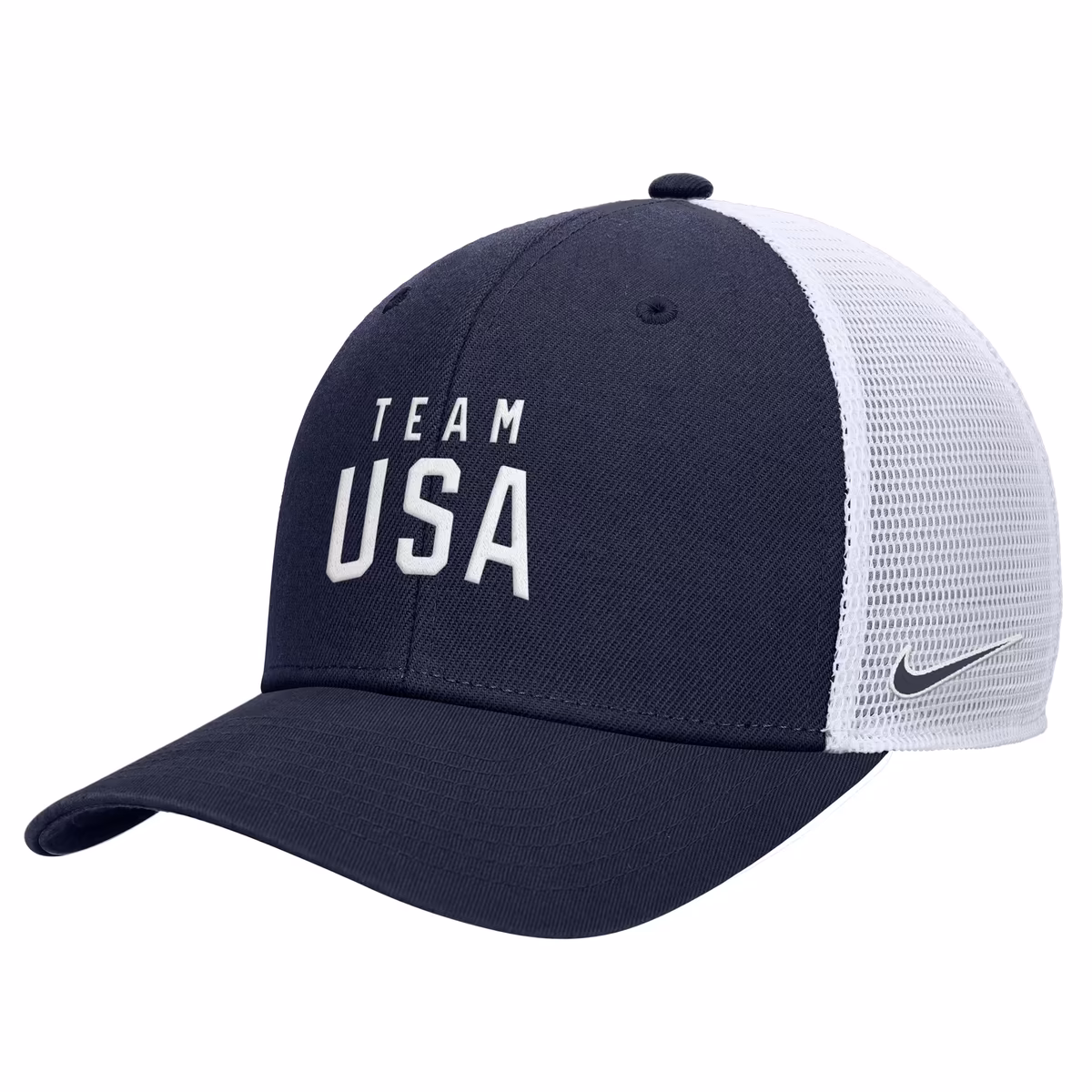 Youth Nike Navy Team USA Rise Pinch Panel Trucker Adjustable Hat