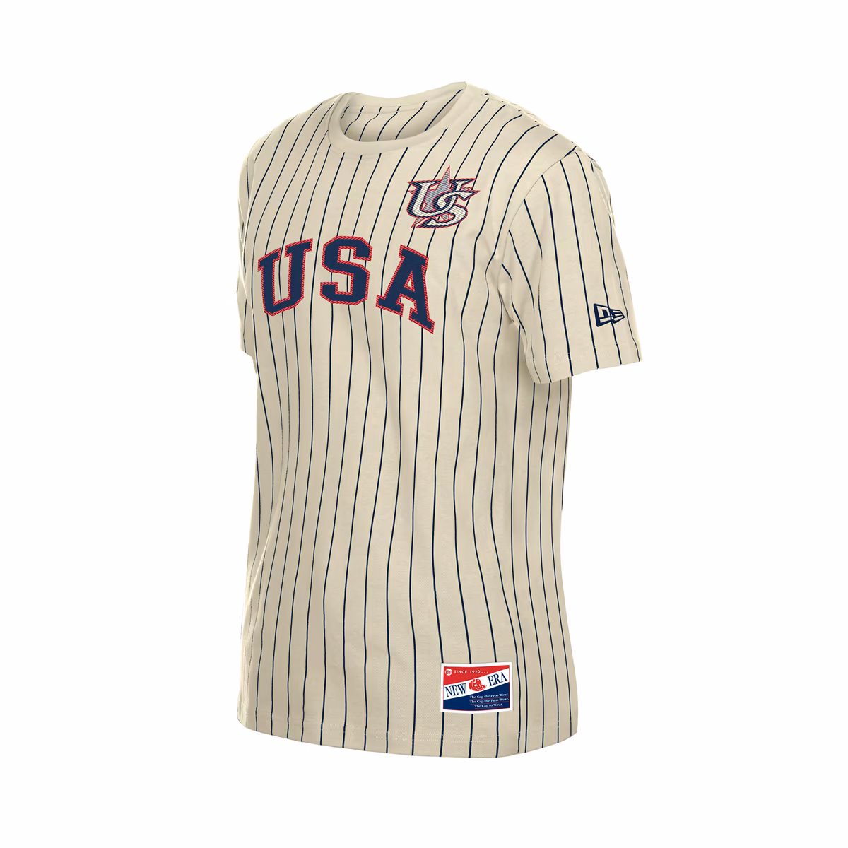 Men's New Era Cream USA Baseball Throwback Meshback Pinstripe T-Shirt 3 Men's New Era Cream USA Baseball Throwback Meshback Pinstripe T-Shirt