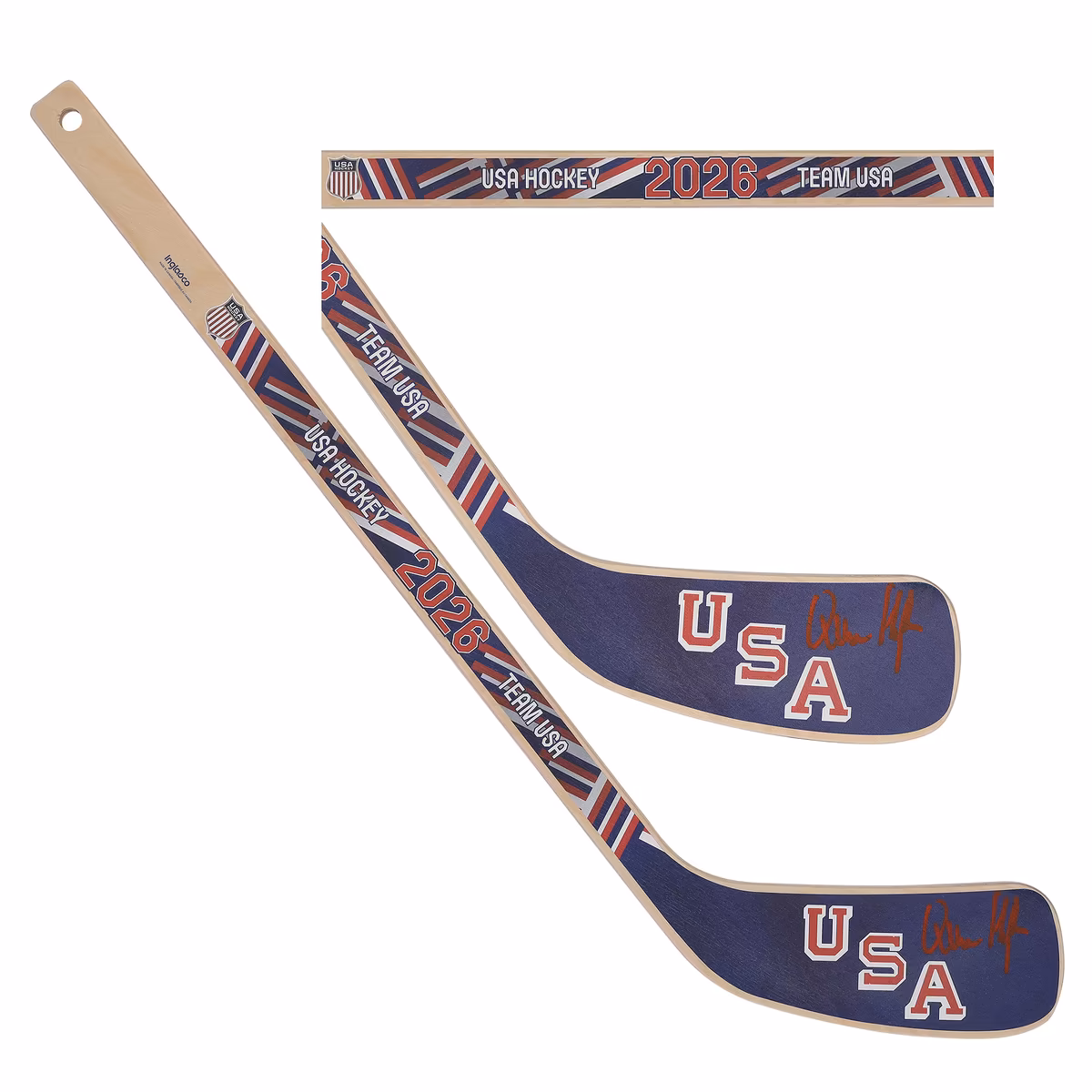 Quinn Hughes Team USA Autographed 2026 Winter Olympics Mini Wood Stick 1 Quinn Hughes Team USA Autographed 2026 Winter Olympics Mini Wood Stick