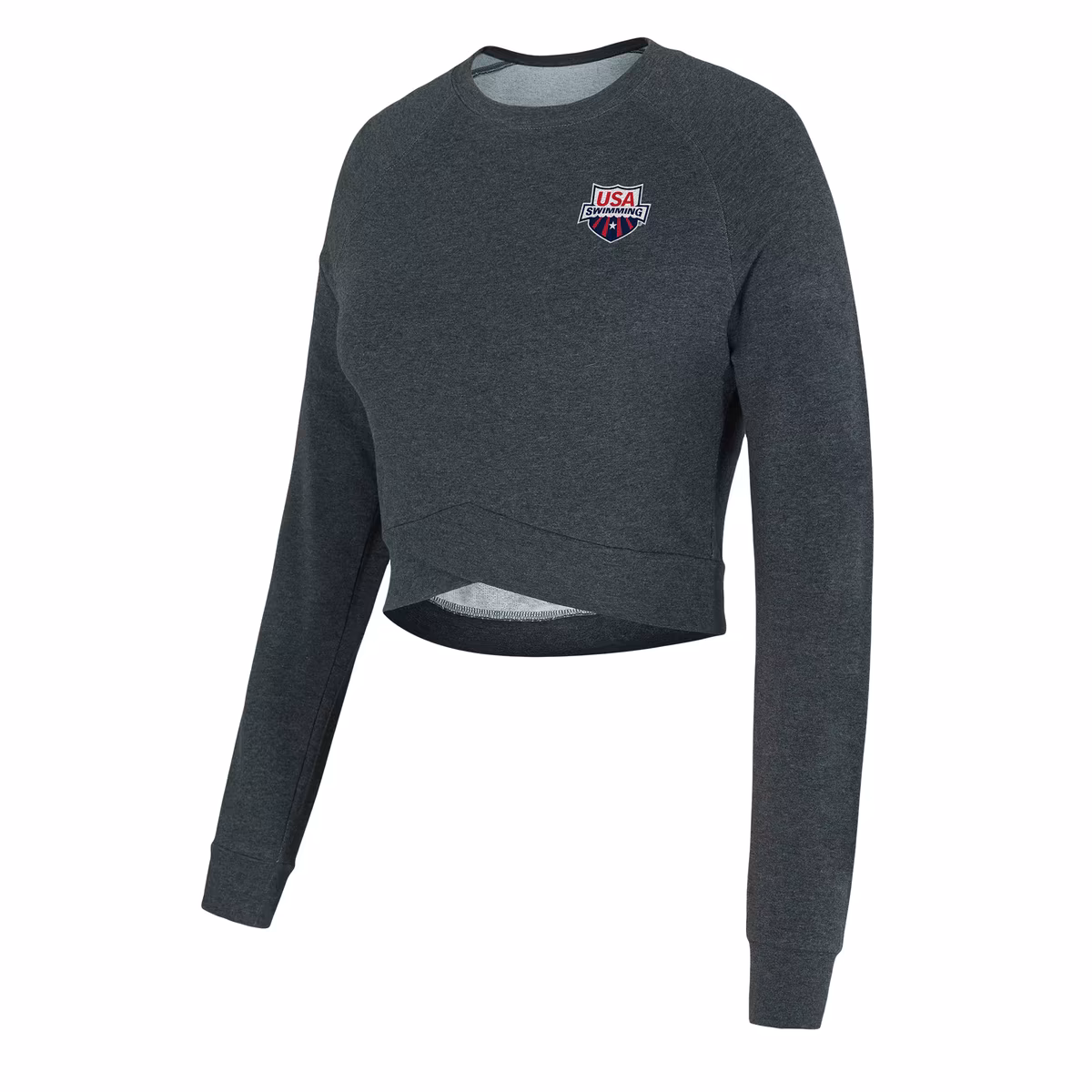 Women's Concepts Sport Charcoal USA Swimming Elevation Cropped Long Sleeve Tri-Blend Top 2 Women's Concepts Sport Charcoal USA Swimming Elevation Cropped Long Sleeve Tri-Blend Top
