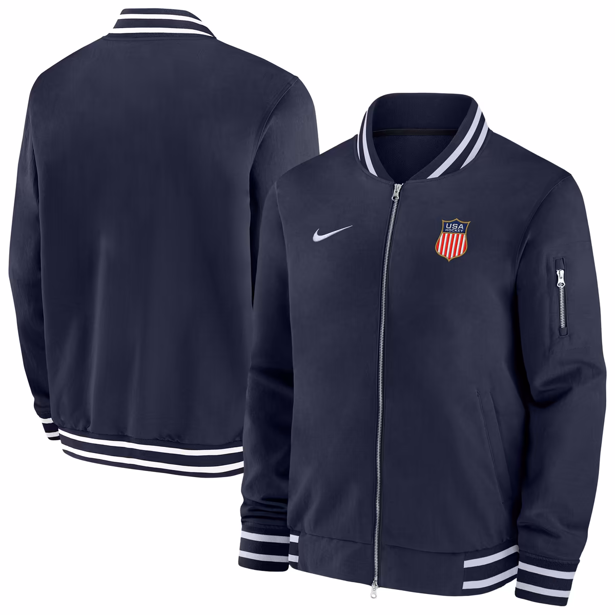 Men's Nike Navy US Hockey 2026 Full-Zip Bomber Jacket 1 Men's Nike Navy US Hockey 2026 Full-Zip Bomber Jacket
