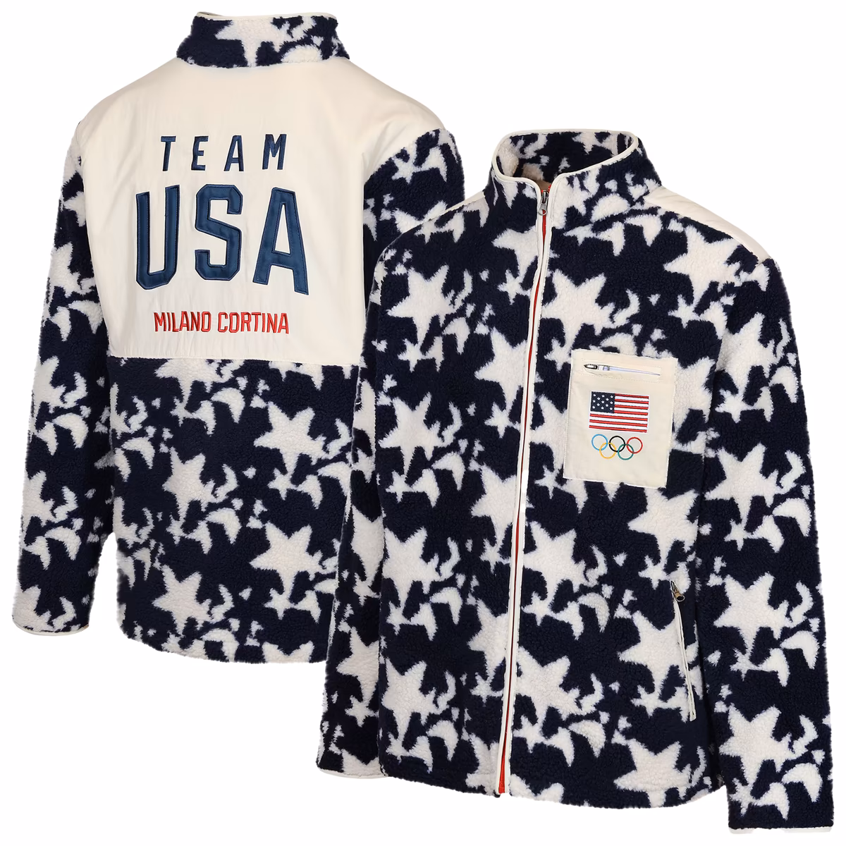 Youth Outerstuff Navy Team USA Milano Cortina 2026 Winter Olympics Full-Zip Sherpa Jacket 6 Youth Outerstuff Navy Team USA Milano Cortina 2026 Winter Olympics Full-Zip Sherpa Jacket