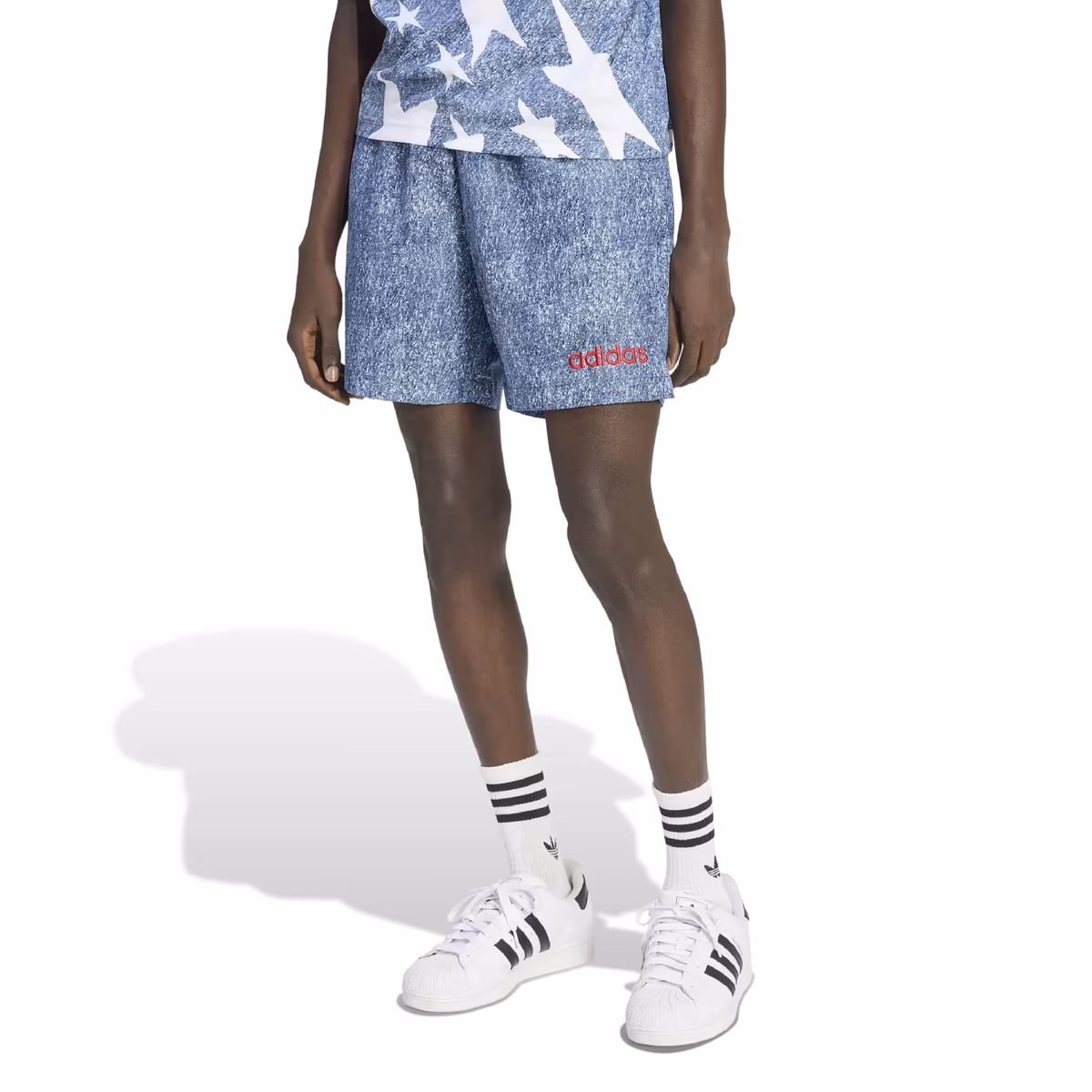 Men's adidas White USA 1994 Denim Graphic Shorts 1 Men's adidas White USA 1994 Denim Graphic Shorts