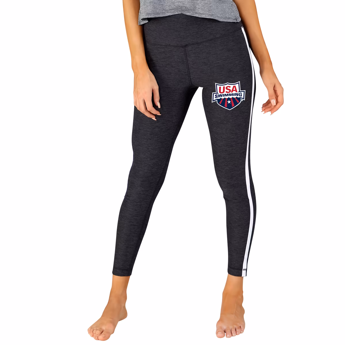 Women's Concepts Sport Charcoal/White USA Swimming Centerline Knit Leggings 1 Women's Concepts Sport Charcoal/White USA Swimming Centerline Knit Leggings