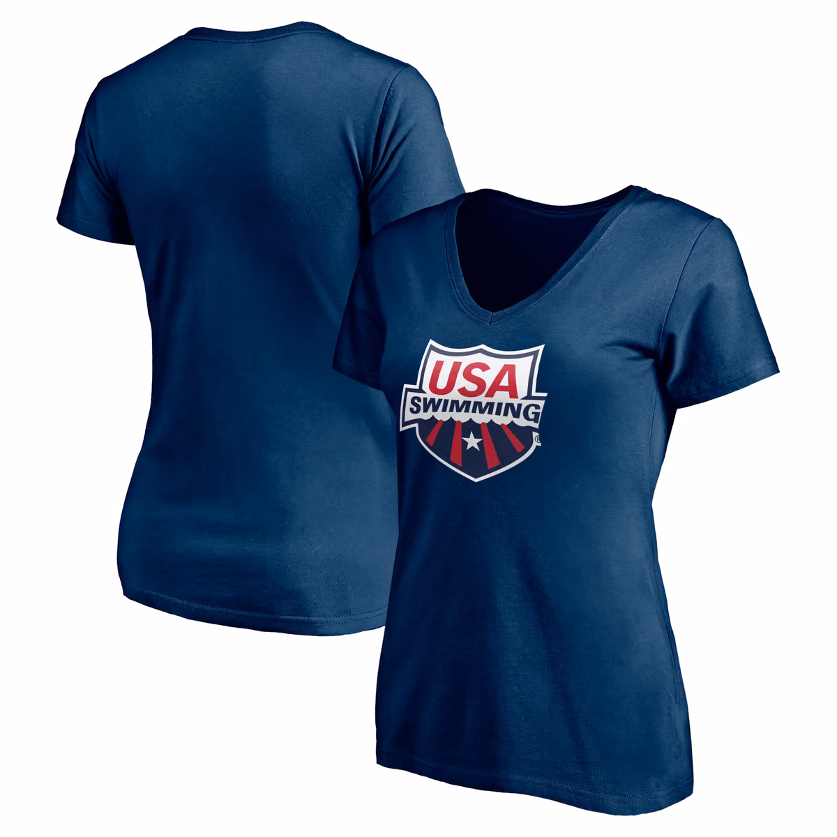 Women's Fanatics Navy USA Swimming Core Primary Logo V-Neck T-Shirt 1 Women's Fanatics Navy USA Swimming Core Primary Logo V-Neck T-Shirt