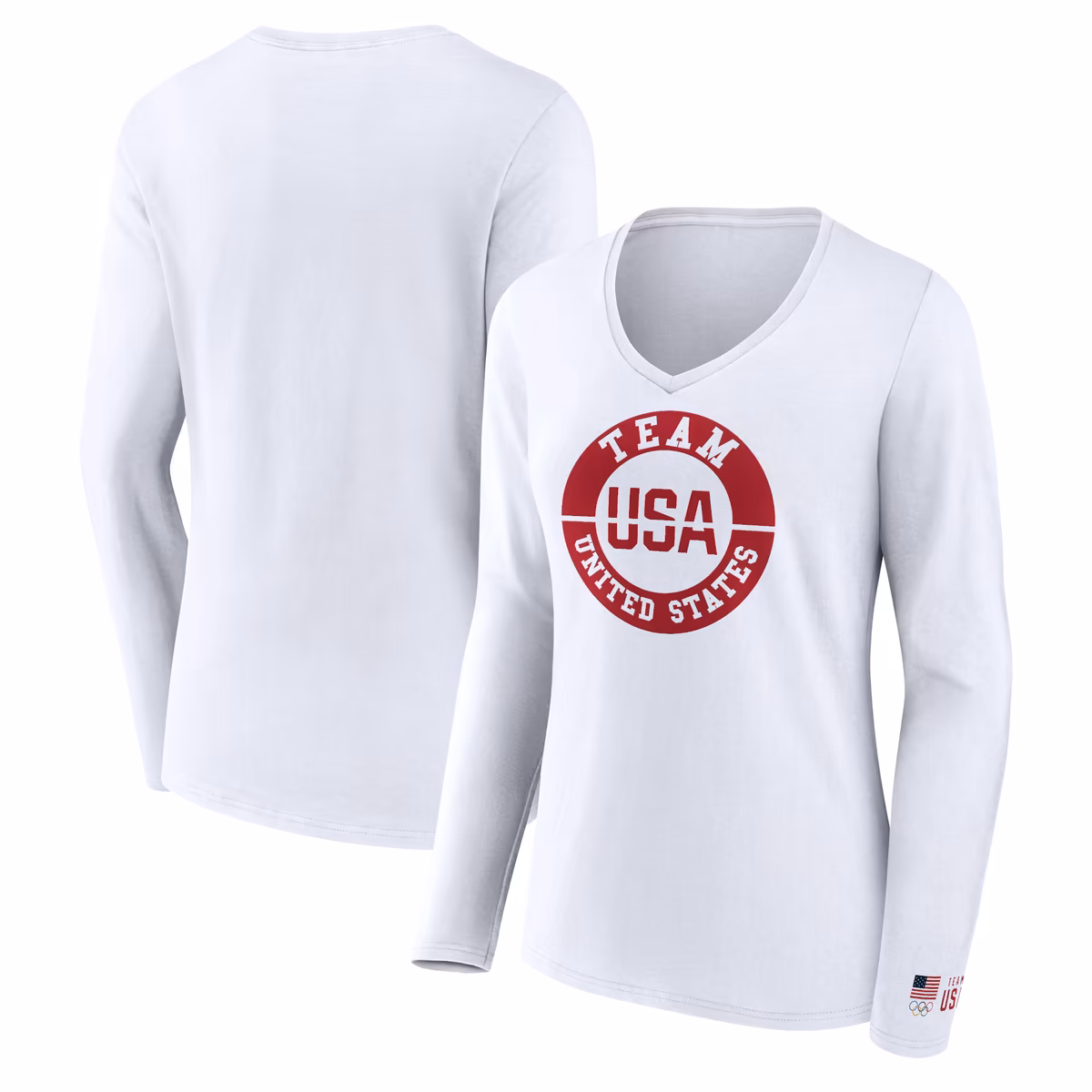 Women's Fanatics White Team USA Unity Emblem Long Sleeve V-Neck T-Shirt 7 Women's Fanatics White Team USA Unity Emblem Long Sleeve V-Neck T-Shirt