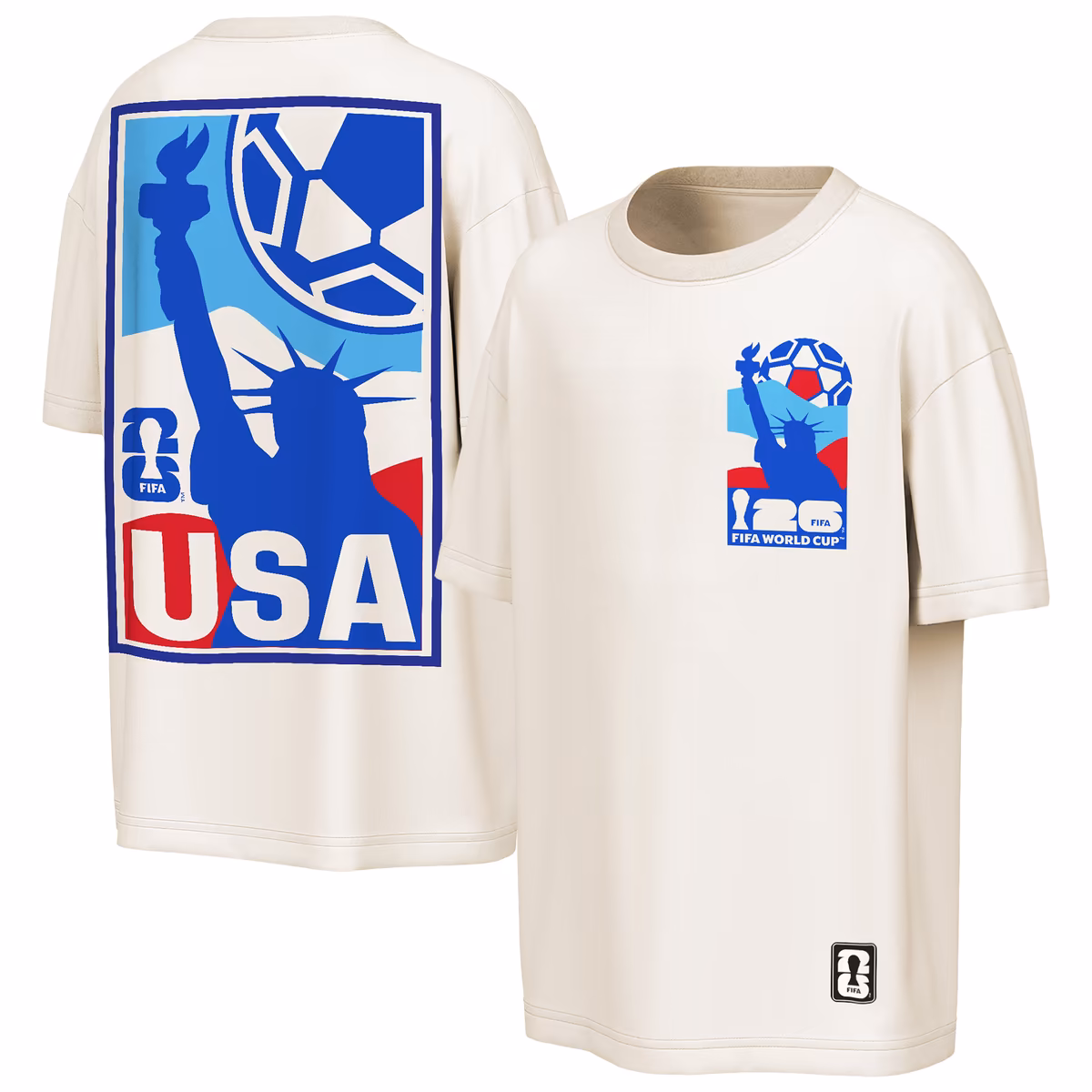 Men's Outerstuff Cream USA Post Card Oversized T-Shirt 1 Men's Outerstuff Cream USA Post Card Oversized T-Shirt