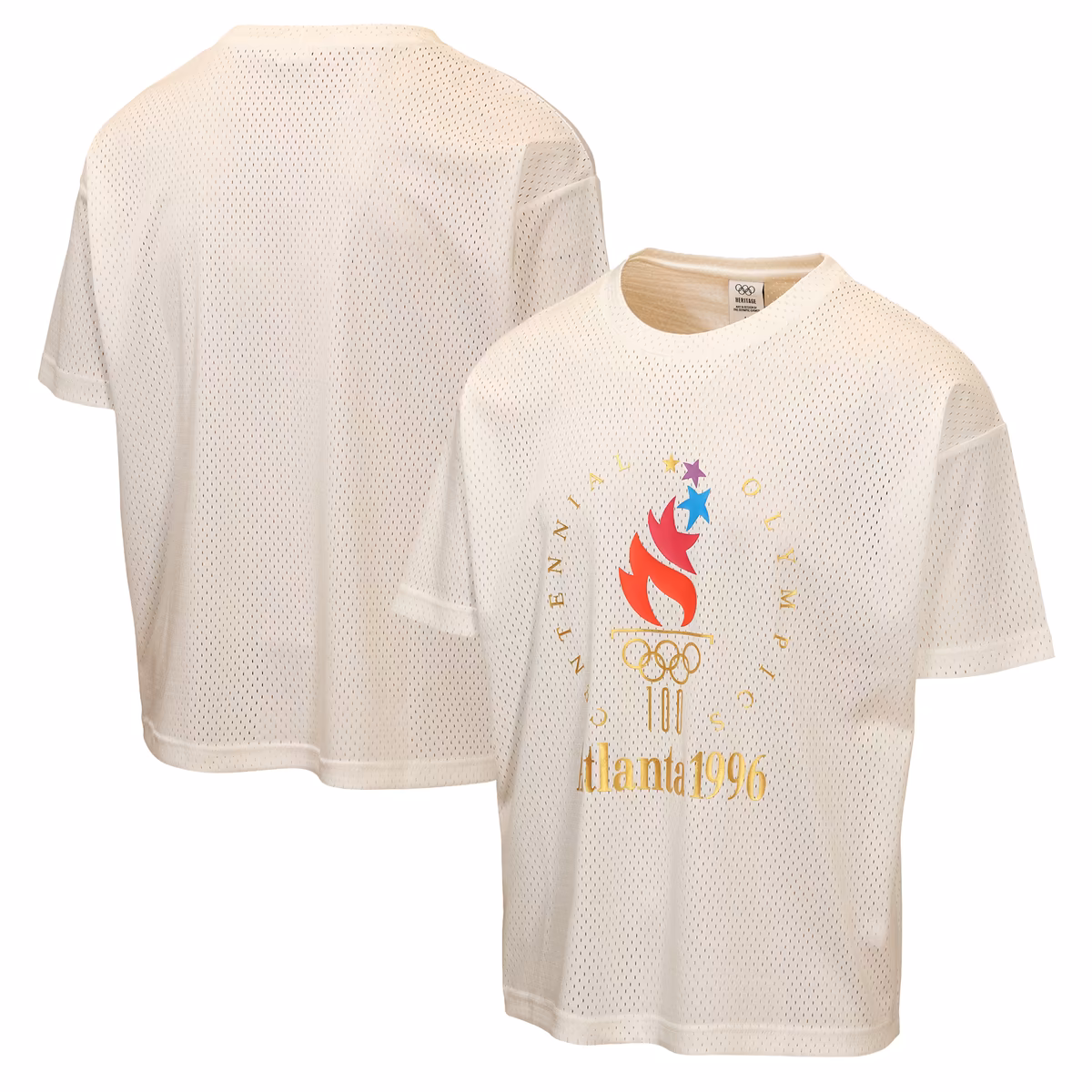 Women's Outerstuff Cream Atlanta 1996 Summer Olympics Oversized Mesh Jersey 6 Women's Outerstuff Cream Atlanta 1996 Summer Olympics Oversized Mesh Jersey