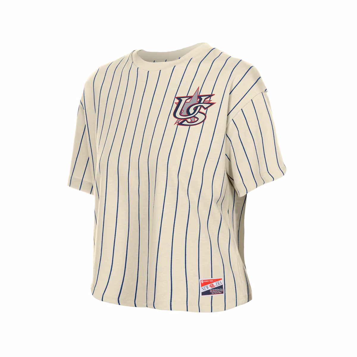 Women's New Era Cream Team USA LA 2028 Summer Olympics Mesh Back Pinstripe Boxy T-Shirt 3 Women's New Era Cream Team USA LA 2028 Summer Olympics Mesh Back Pinstripe Boxy T-Shirt